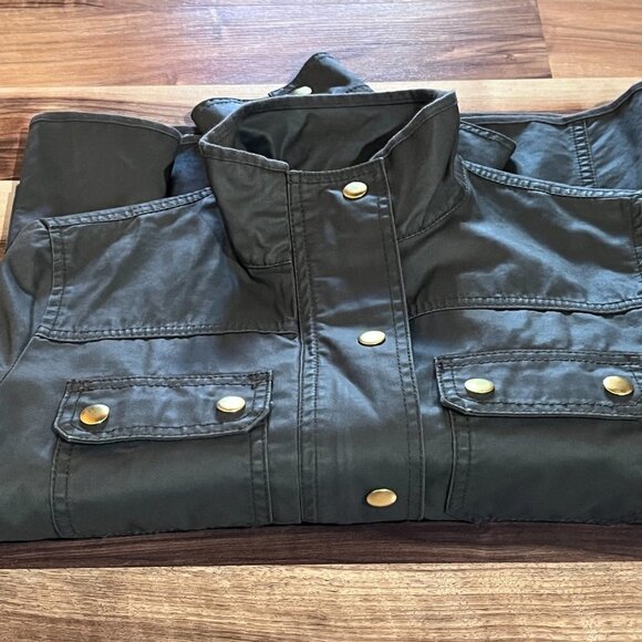 NEW J. Crew BLACK LABEL Downtown Field Utility Jacket Wax Coated Army Green - Picture 2 of 16